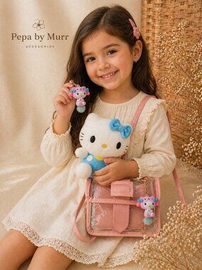 Kawaii Gift Box Set – Mini Pink Bag, MyMelody Charm & 8” Kitty Plush